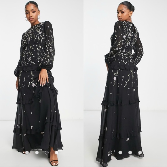 ASOS Dresses & Skirts - Elegant Black Floral Maxi Dress